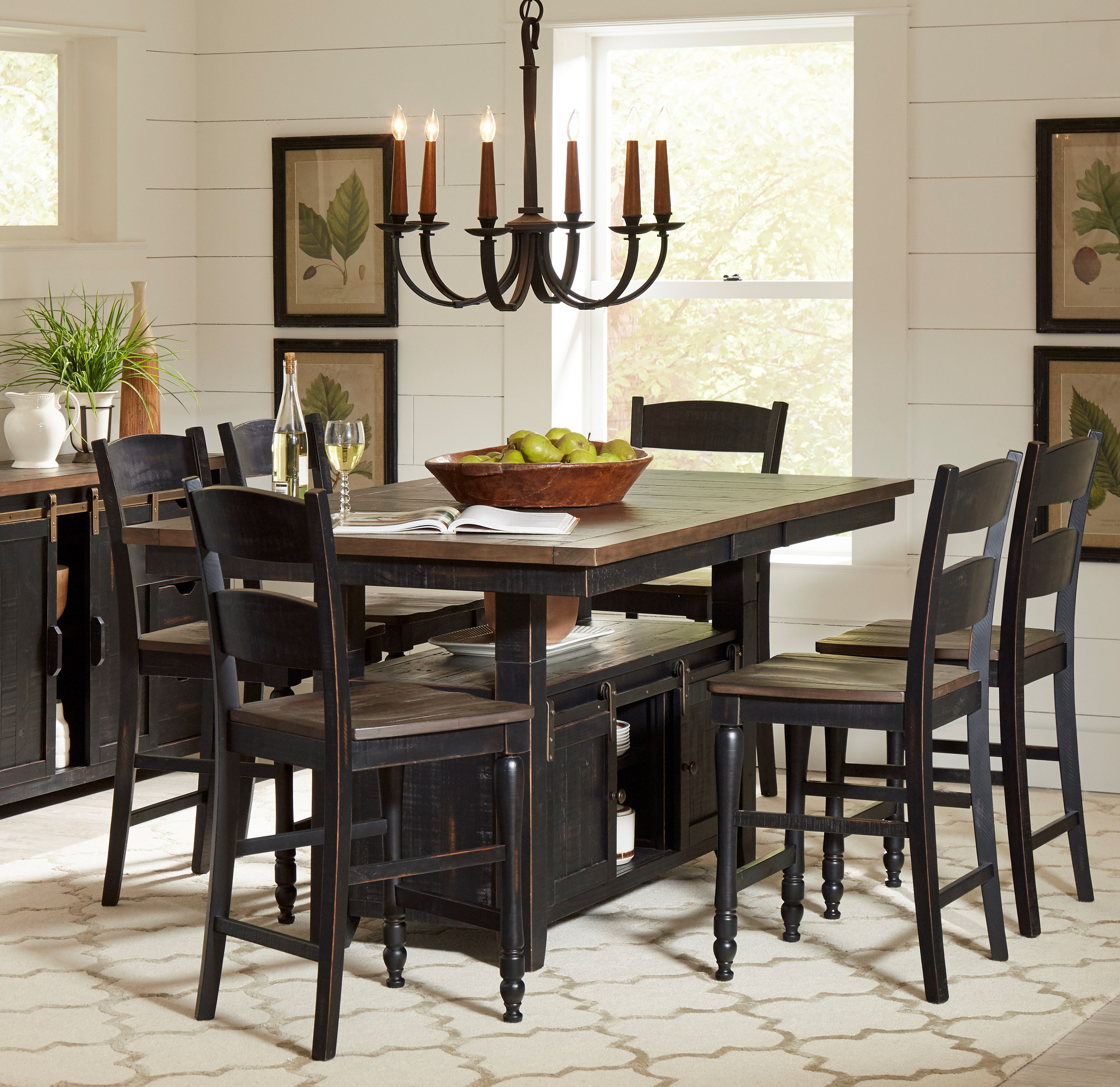 Madison county vintage white extendable adjustable shop height dining table